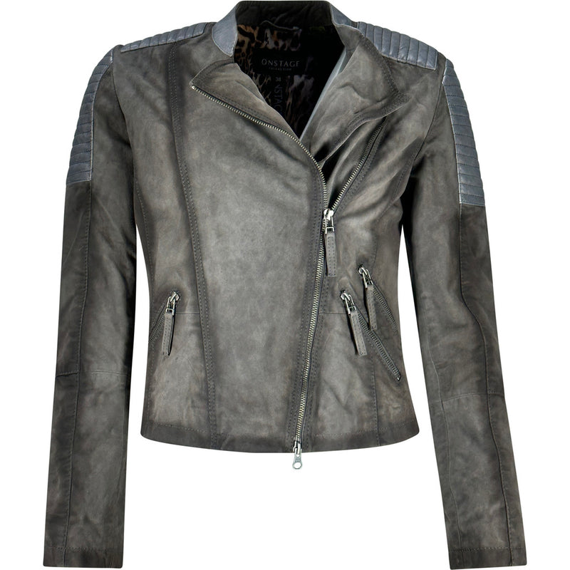 ONSTAGE COLLECTION Biker Suede Jacket Grey Suede