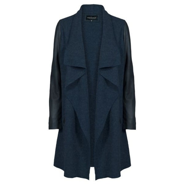 ONSTAGE COLLECTION Cardigan Wool/Leather Cardigan Navy