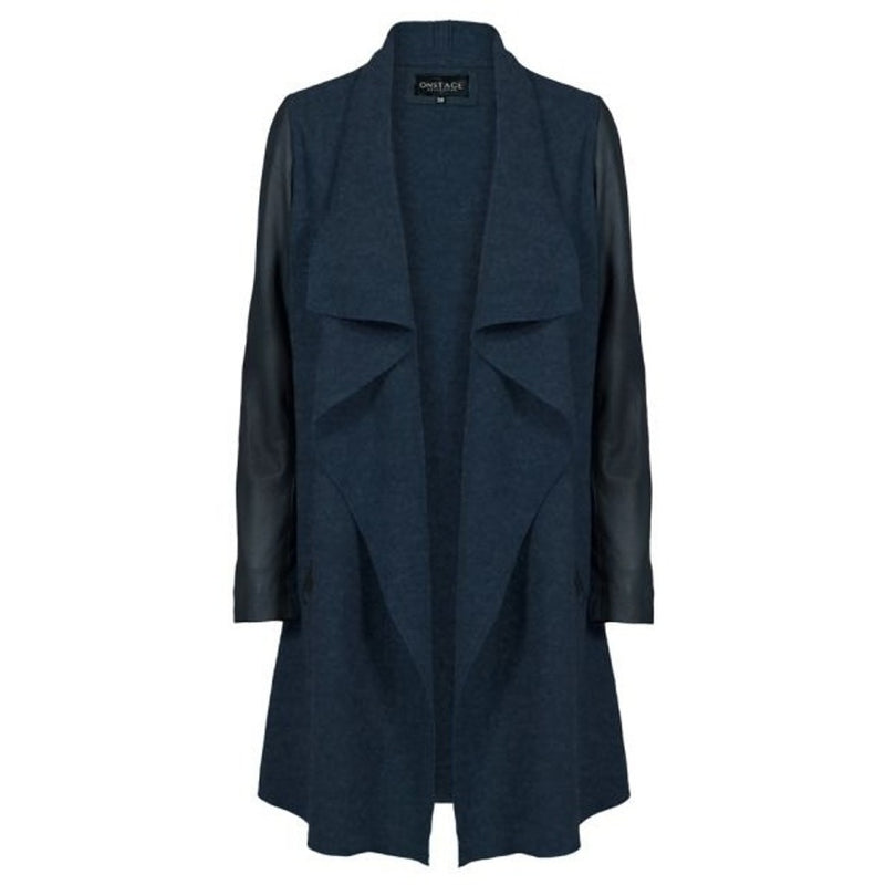 ONSTAGE COLLECTION Cardigan Wool/Leather Cardigan Navy