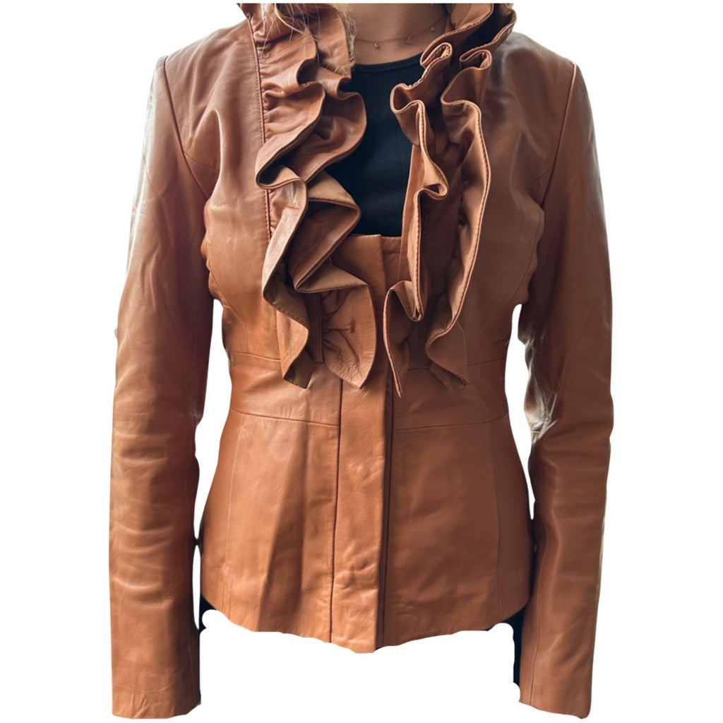 Austin Ruffle Jacket Leather Jacket with ruffles – ONSTAGE COLLECTION