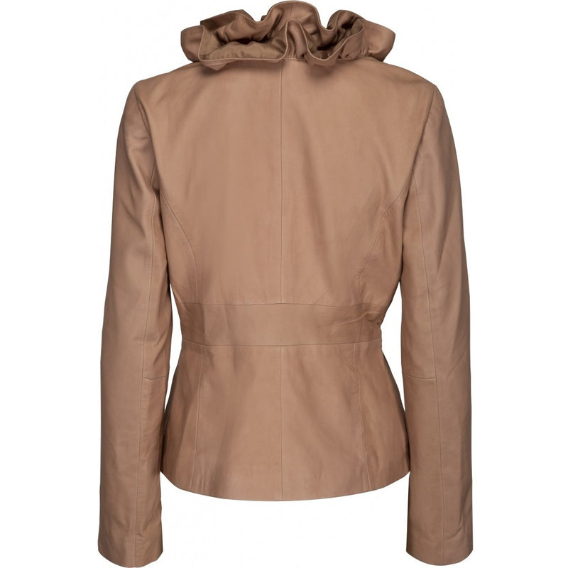 ONSTAGE COLLECTION Leather Jacket with ruffles Jacket Tostado