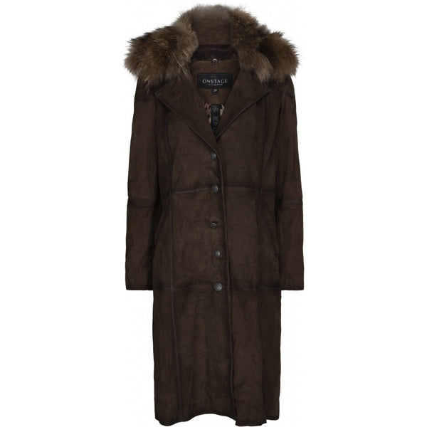 ONSTAGE COLLECTION Coat Suede Racoon Coat Brown Suede