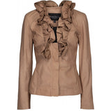 ONSTAGE COLLECTION Leather Jacket with ruffles Jacket Tostado